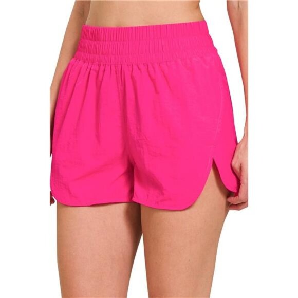 Zenana Windbreaker Smocked Waistband Running‎ Shorts - Picture 2 of 3